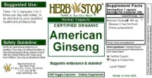 Label for American Ginseng