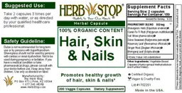 Label for Hair, Skin & Nails