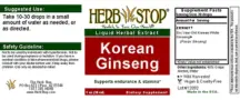 Label for Korean Ginseng