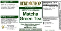 Label for Matcha Green Tea