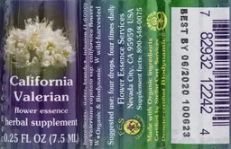Label for California Valerian Flower Essence