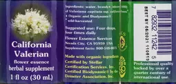 Label for California Valerian Flower Essence