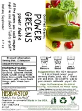 Label for Power Greens Power Shake