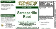 Label for Sarsaparilla Root