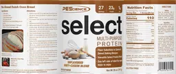 Label for Select Multi-Purpose Protein Unflavored Whey + Casein Blend