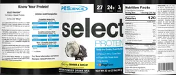 Label for Select Protein Amazing Cookies and Cream