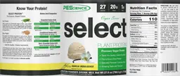 Label for Select Plant Protein Vegan Series Amazing Vanilla Indulgence