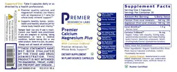 Label for Premier Calcium Magnesium Plus