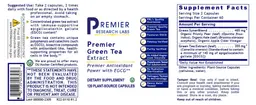 Label for Premier Green Tea Extract