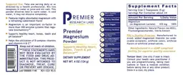 Label for Premier Magnesium Powder