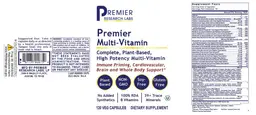 Label for Premier Multi-Vitamin