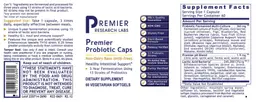 Label for Premier Probiotic Caps