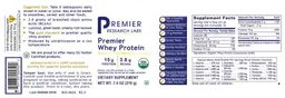 Label for Premier Whey Protein 15 g
