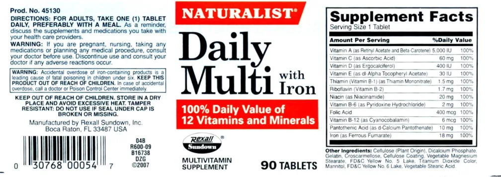Label for Daily Multi With Iron