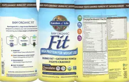 Label for Raw Organic Fit Chocolate Flavor