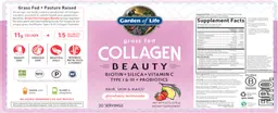 Label for Grass Fed Collagen Beauty Strawberry Lemonade Flavor