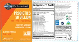 Label for Probiotics 30 Billion