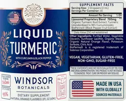 Label for Liquid Turmeric Natural Orange Flavored