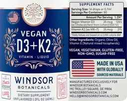 Label for Vegan D3+K2 Unflavored