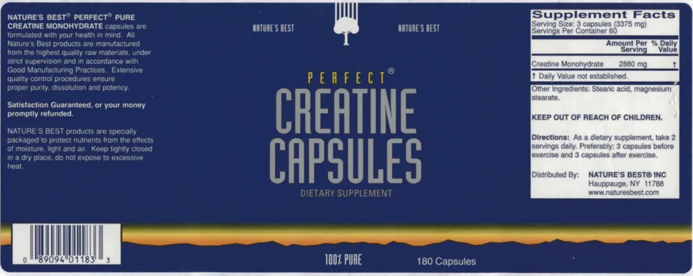 Label for Perfect Creatine Capsules