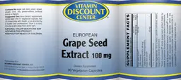 Label for Grape Seed Extract 100 mg