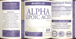 Label for Alpha Lipoic Acid 600 mg