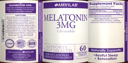 Label for Melatonin 3 mg Chewable