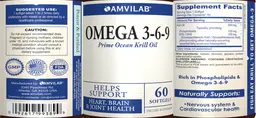 Label for Omega 3-6-9 Prime Ocean Krill Oil