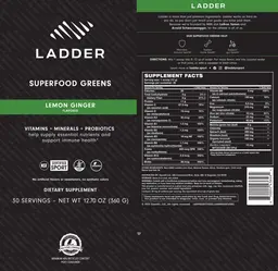 Label for Superfood Greens Lemon Ginger Flavored