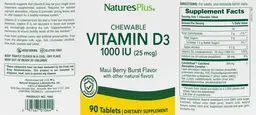 Chewable Vitamin D3 1000 IU (25 mcg) Mau