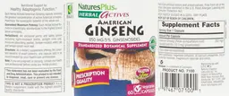 Label for American Gingseng 250 mg