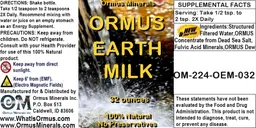 Label for Ormus Earth Milk