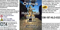 Label for Ormus from Holy Land Salts
