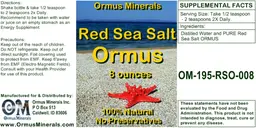 Label for Red Sea Salt Ormus
