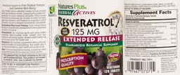 Label for Resveratrol 125 mg Extended Release