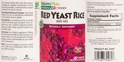 Label for Red Yeast Rice 600 mg