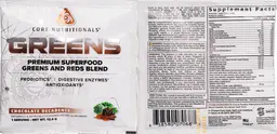 Label for GREENS Chocolate Decadence Sample