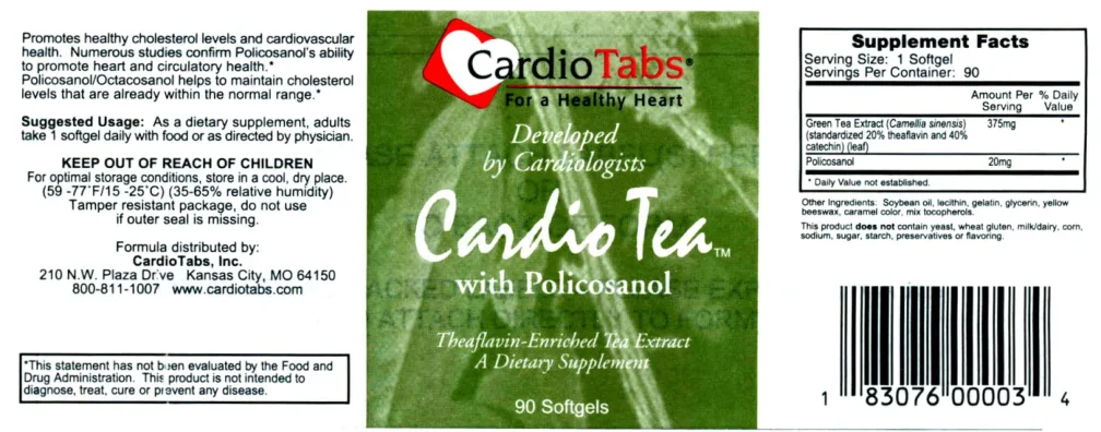 Label for Cardio Tea With Policosanol