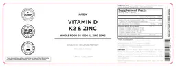 Label for Vitamin D K2 & Zinc