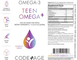 Label for Teen Omega+ Lemonade Flavor
