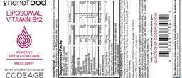 Label for Liposomal Vitamin B12 Mixed Berry