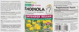 Label for Rhodiola 1000 mg Extended Release
