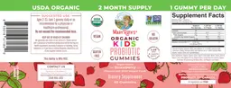 Label for Organic Kids Probiotic Gummies Strawberry
