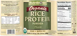Label for Organic Rice Protein Powder Plain