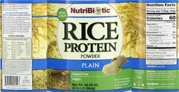 Label for Rice Protein Powder Plain
