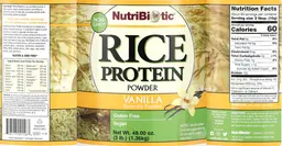 Label for Rice Protein Powder Vanilla