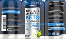 Label for Apple Cider Vinegar + Keto Gummies 500 mg Natural Green Apple Flavor