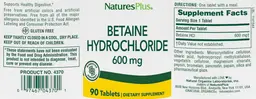 Betaine Hydrochloride 600 mg