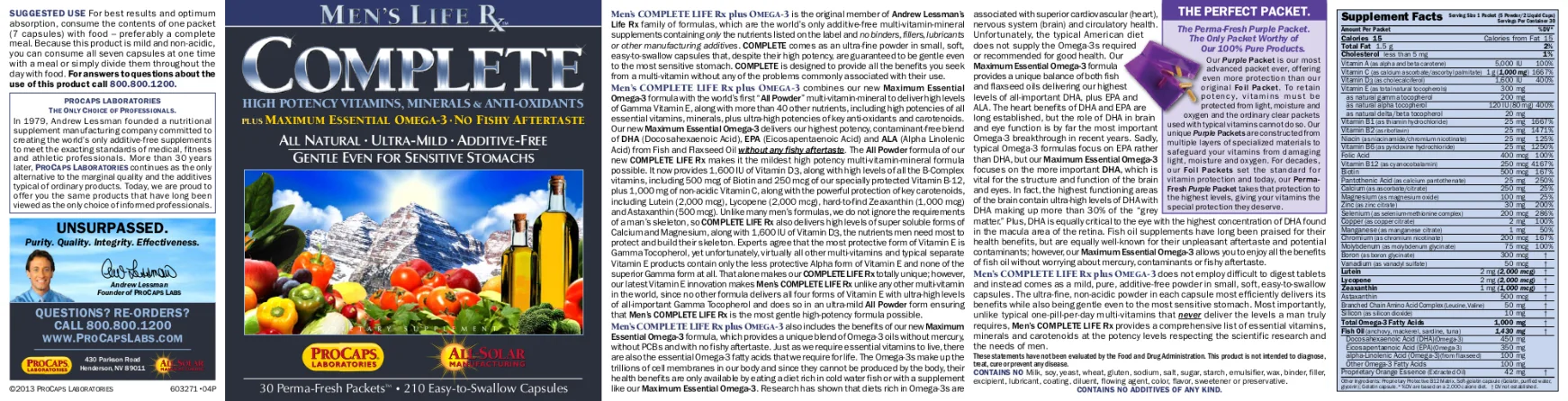 Label for Men's Life Rx Complete