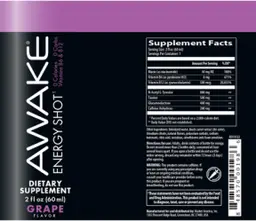 Label for Awake Energy Shot Grape